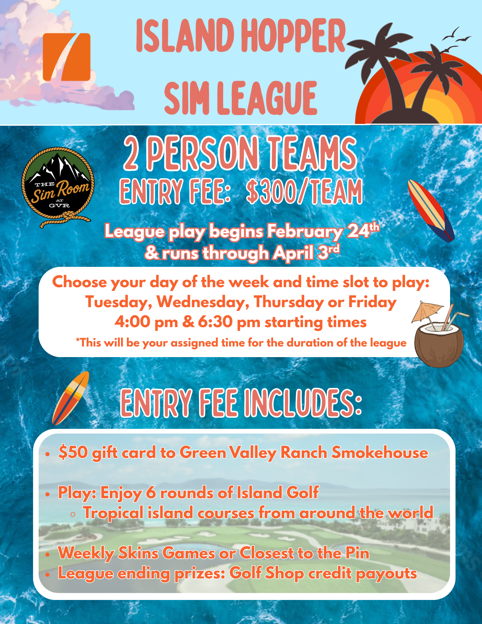 Island hopper Sim League Flyer 2026